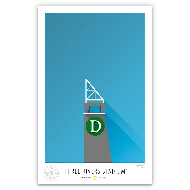 Pittsburgh Pirates 17" x 26" Three Rivers Stadium Gate D Minimalist Art Giclee Print