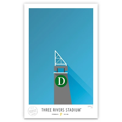 Pittsburgh Pirates 17" x 26" Three Rivers Stadium Gate D Minimalist Art Giclee Print