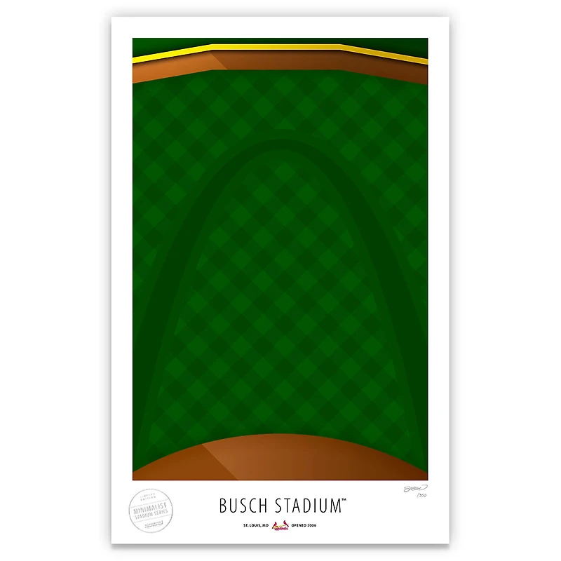 St. Louis Cardinals 17" x 26" Busch Stadium Arches Grass Minimalist Art Giclee Print