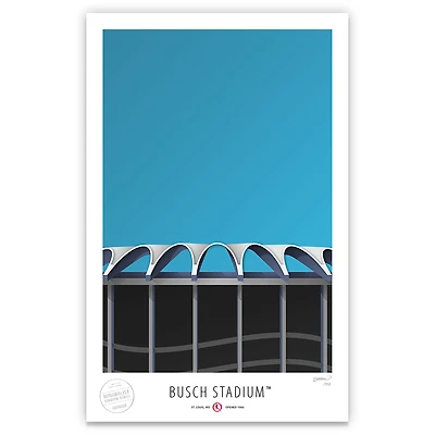 St. Louis Cardinals 17" x 26" Busch II Roof Arches Minimalist Art Giclee Print