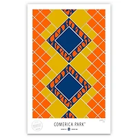Detroit Tigers 17" x 26" Comerica Park Pewabic Tile Minimalist Art Giclee Print