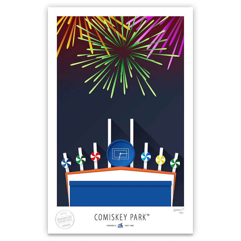 Chicago White Sox 17" x 26" Comiskey Park Fireworks Minimalist Art Giclee Print