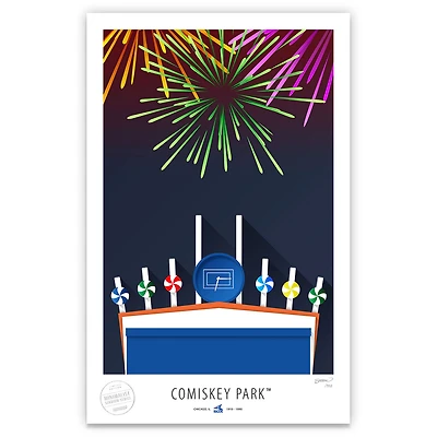 Chicago White Sox 17" x 26" Comiskey Park Fireworks Minimalist Art Giclee Print
