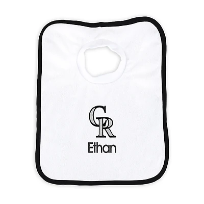 Newborn & Infant White Colorado Rockies Personalized Bib