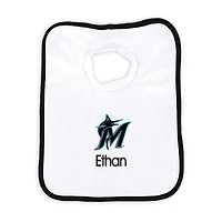 Newborn & Infant White Miami Marlins Personalized Bib
