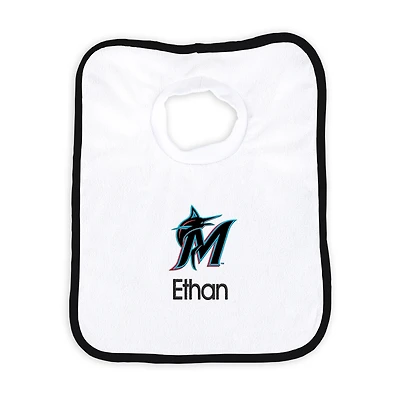 Newborn & Infant White Miami Marlins Personalized Bib