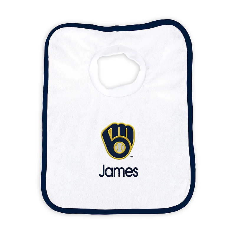 Newborn & Infant White Milwaukee Brewers Personalized Bib