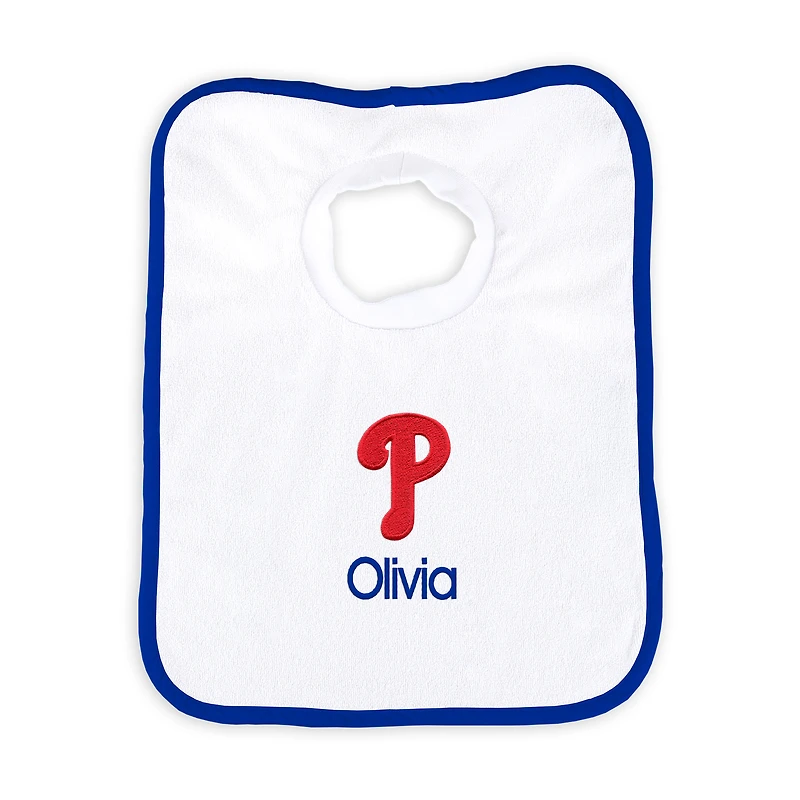 Newborn & Infant White Philadelphia Phillies Personalized Bib