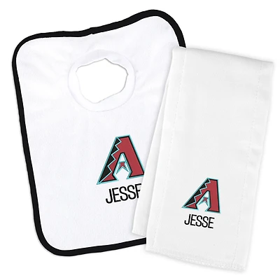 Newborn & Infant White Arizona Diamondbacks Personalized Bib & Burp Cloth Set