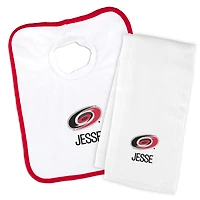 Newborn & Infant White Carolina Hurricanes Personalized Bib & Burp Cloth Set