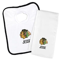 Newborn & Infant White Chicago Blackhawks Personalized Bib & Burp Cloth Set