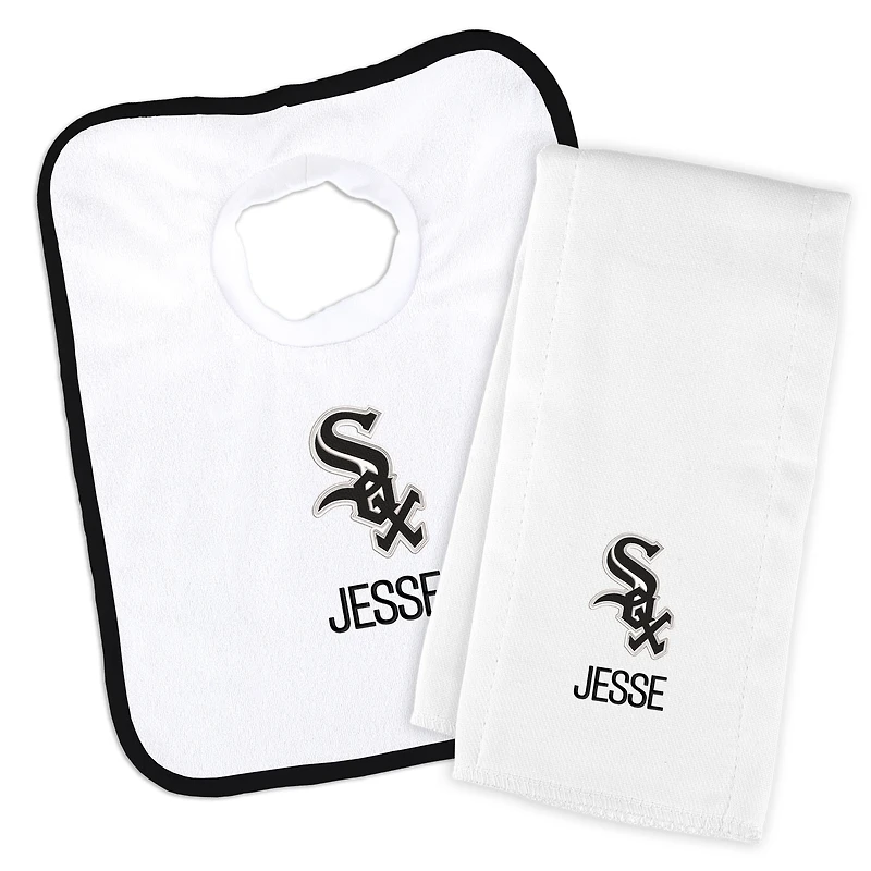 Newborn & Infant White Chicago White Sox Personalized Bib & Burp Cloth Set