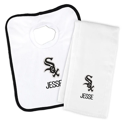 Newborn & Infant White Chicago White Sox Personalized Bib & Burp Cloth Set