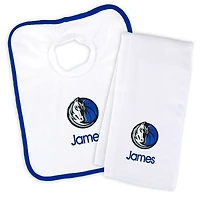 Newborn & Infant White Dallas Mavericks Personalized Bib & Burp Cloth Set