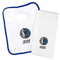 Newborn & Infant White Dallas Mavericks Personalized Bib & Burp Cloth Set