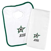 Newborn & Infant White Dallas Stars Personalized Bib & Burp Cloth Set