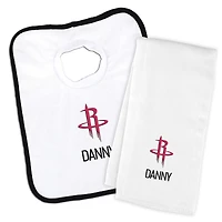 Newborn & Infant White Houston Rockets Personalized Bib & Burp Cloth Set