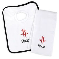 Newborn & Infant White Houston Rockets Personalized Bib & Burp Cloth Set