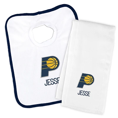 Newborn & Infant White Indiana Pacers Personalized Bib & Burp Cloth Set