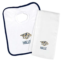 Newborn & Infant White Nashville Predators Personalized Bib & Burp Cloth Set