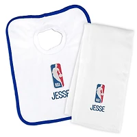 Newborn & Infant White NBA Personalized Bib & Burp Cloth Set