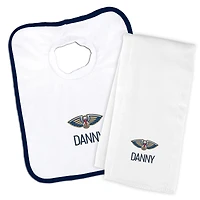 Newborn & Infant White New Orleans Pelicans Personalized Bib & Burp Cloth Set