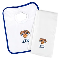 Newborn & Infant White New York Knicks Personalized Bib & Burp Cloth Set