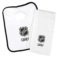 Newborn & Infant White NHL Personalized Bib & Burp Cloth Set
