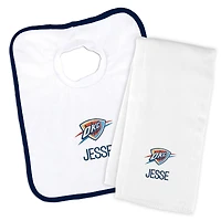 Newborn & Infant White Oklahoma City Thunder Personalized Bib & Burp Cloth Set