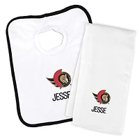 Newborn & Infant White Ottawa Senators Personalized Bib & Burp Cloth Set