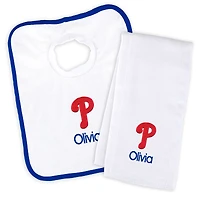 Newborn & Infant White Philadelphia Phillies Personalized Bib & Burp Cloth Set