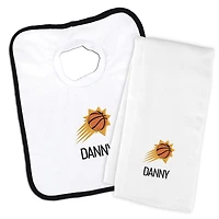 Newborn & Infant White Phoenix Suns Personalized Bib & Burp Cloth Set
