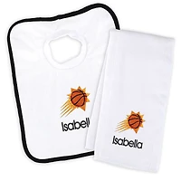 Newborn & Infant White Phoenix Suns Personalized Bib & Burp Cloth Set