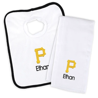 Newborn & Infant White Pittsburgh Pirates Personalized Bib & Burp Cloth Set