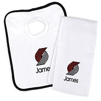 Newborn & Infant White Portland Trail Blazers Personalized Bib & Burp Cloth Set
