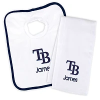 Newborn & Infant White Tampa Bay Rays Personalized Bib & Burp Cloth Set