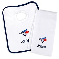 Newborn & Infant White Toronto Blue Jays Personalized Bib & Burp Cloth Set