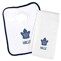 Newborn & Infant White Toronto Maple Leafs Personalized Bib & Burp Cloth Set
