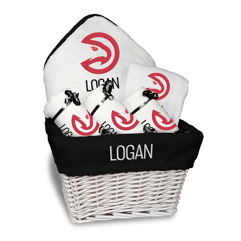 Newborn & Infant White Atlanta Hawks Personalized Medium Gift Basket