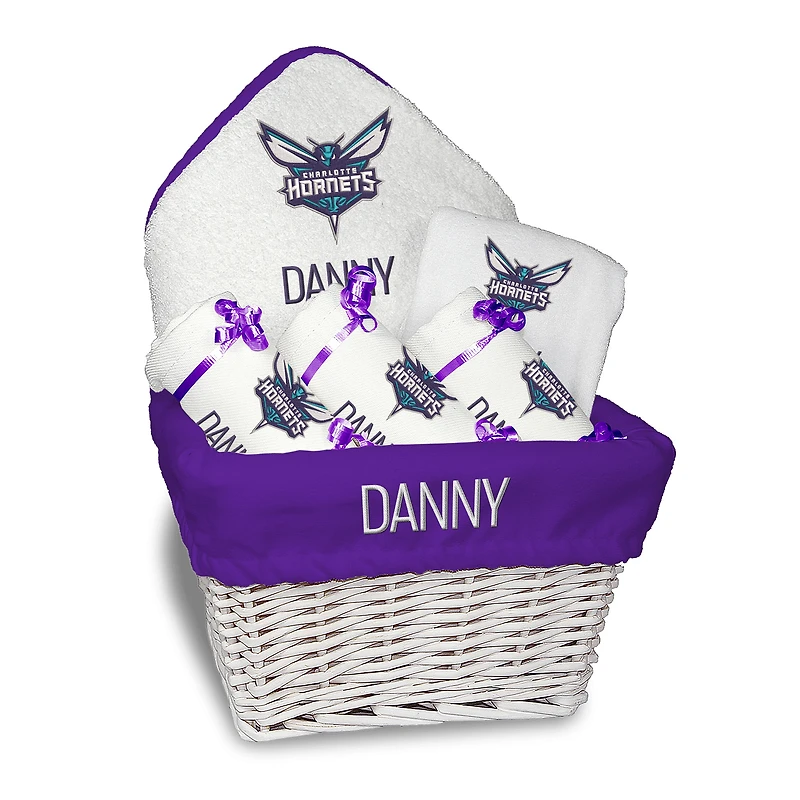 Newborn & Infant White Charlotte Hornets Personalized Medium Gift Basket