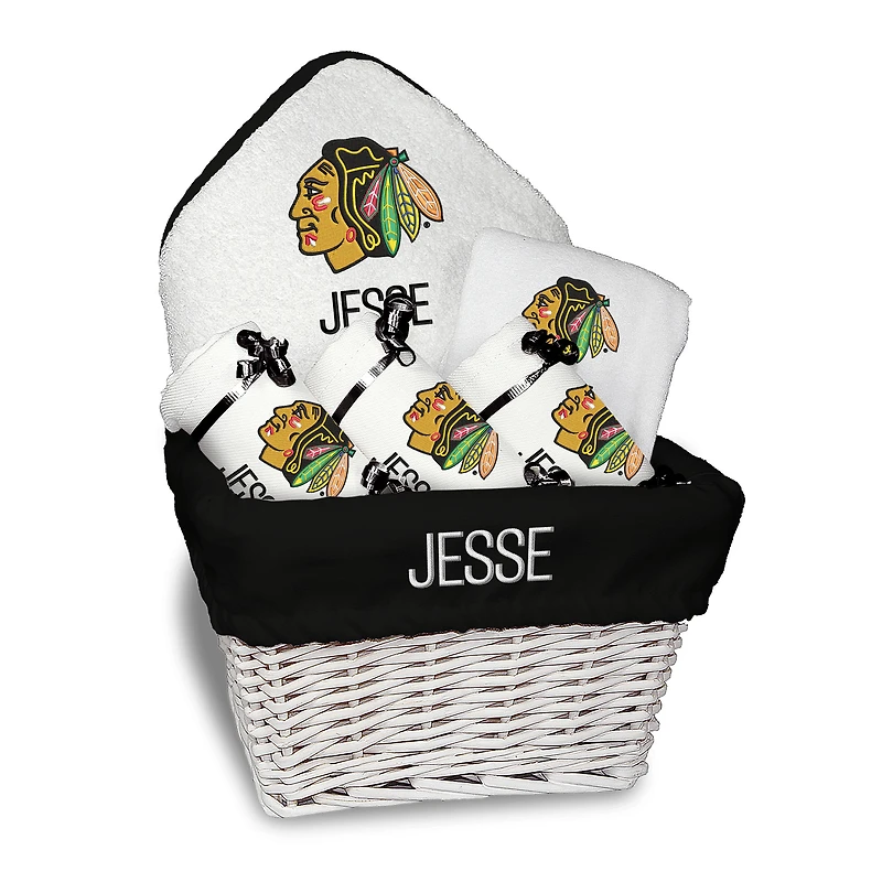 Newborn & Infant White Chicago Blackhawks Personalized Medium Gift Basket