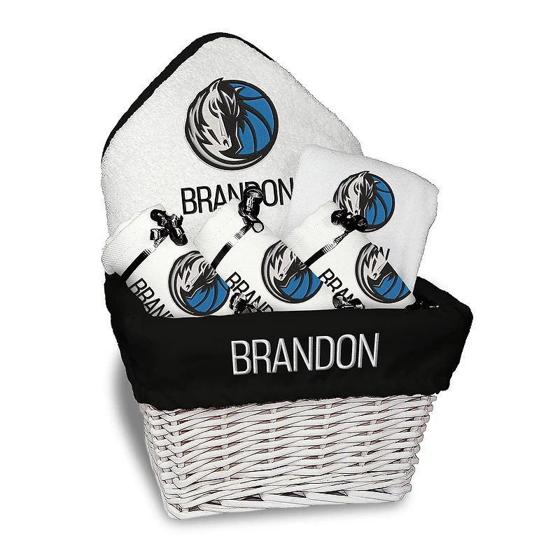 Newborn & Infant White Dallas Mavericks Personalized Medium Gift Basket