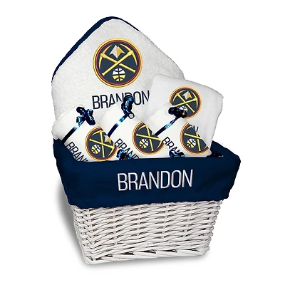 Newborn & Infant White Denver Nuggets Personalized Medium Gift Basket
