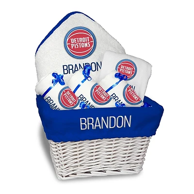 Newborn & Infant White Detroit Pistons Personalized Medium Gift Basket