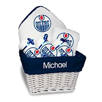 Newborn & Infant White Edmonton Oilers Personalized Medium Gift Basket