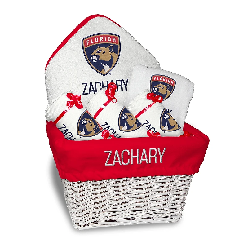 Newborn & Infant White Florida Panthers Personalized Medium Gift Basket