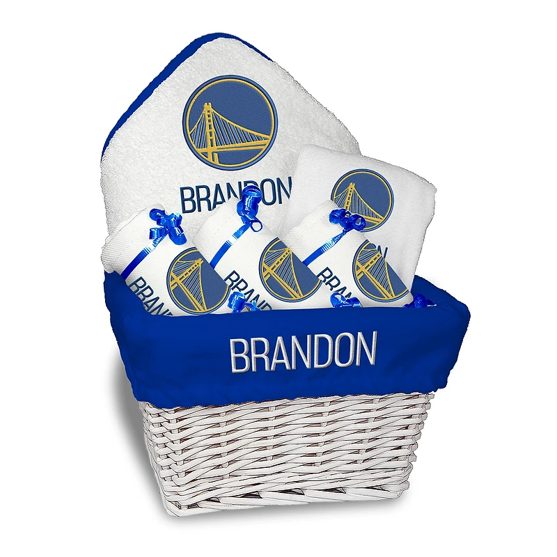 Newborn & Infant White Golden State Warriors Personalized Medium Gift Basket