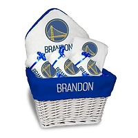 Newborn & Infant White Golden State Warriors Personalized Medium Gift Basket
