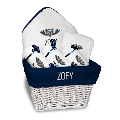 Newborn & Infant White New Orleans Pelicans Personalized Medium Gift Basket