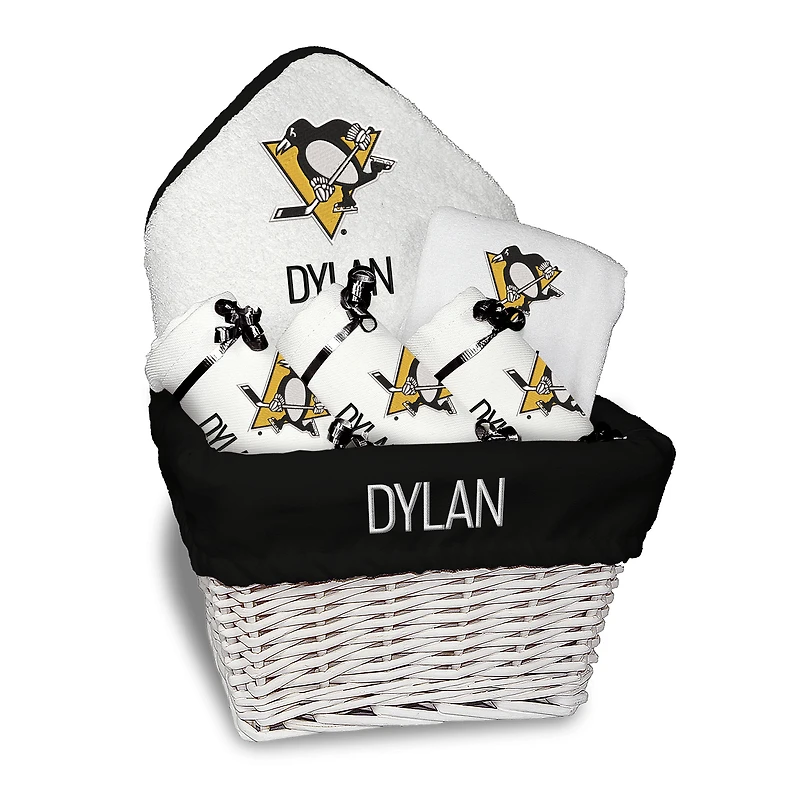 Newborn & Infant White Pittsburgh Penguins Personalized Medium Gift Basket